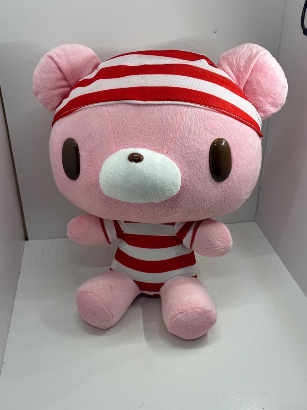 Gloomy Bear Pink Plush With Red & White Striped Outfit By Taito 2017 Japan Exclu